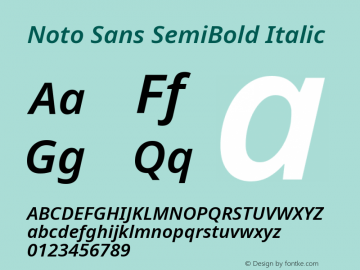 Noto Sans SemiBold Italic Version 2.001 Font Sample