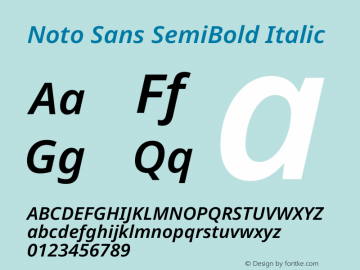 Noto Sans SemiBold Italic Version 2.001图片样张