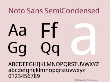 Noto Sans SemiCondensed Version 2.001 Font Sample