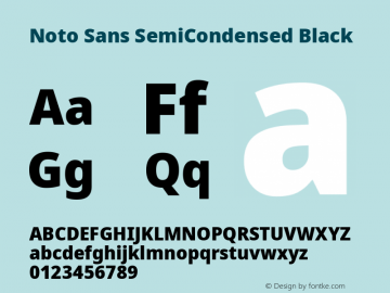 Noto Sans SemiCondensed Black Version 2.001; ttfautohint (v1.8.2) Font Sample