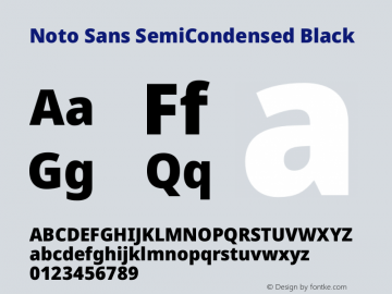 Noto Sans SemiCondensed Black Version 2.001 Font Sample