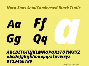 Noto Sans SemiCondensed Black Italic Version 2.001图片样张