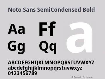 Noto Sans SemiCondensed Bold Version 2.001; ttfautohint (v1.8.2) Font Sample