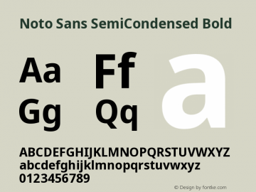 Noto Sans SemiCondensed Bold Version 2.001 Font Sample