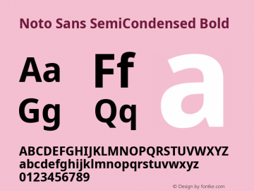 Noto Sans SemiCondensed Bold Version 2.001;GOOG;noto-source:20181019:f8f3770;ttfautohint (v1.8.2) Font Sample