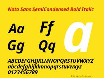 Noto Sans SemiCondensed Bold Italic Version 2.001图片样张