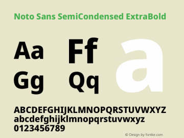 Noto Sans SemiCondensed ExtraBold Version 2.001 Font Sample