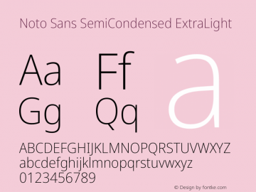 Noto Sans SemiCondensed ExtraLight Version 2.001 Font Sample