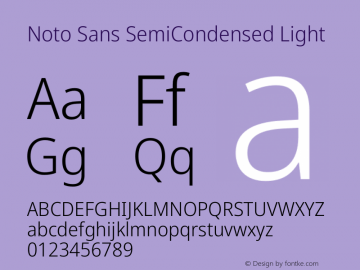 Noto Sans SemiCondensed Light Version 2.001 Font Sample
