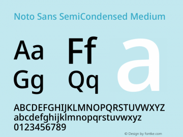 Noto Sans SemiCondensed Medium Version 2.001 Font Sample