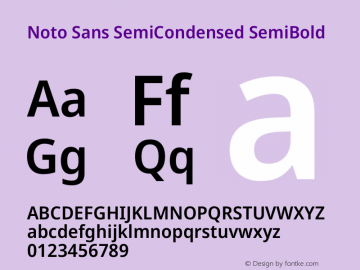 Noto Sans SemiCondensed SemiBold Version 2.001 Font Sample