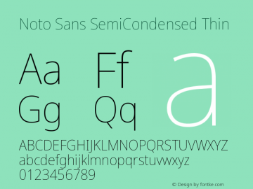 Noto Sans SemiCondensed Thin Version 2.001 Font Sample