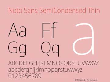 Noto Sans SemiCondensed Thin Version 2.001 Font Sample