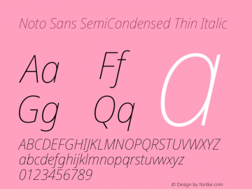 Noto Sans SemiCondensed Thin Italic Version 2.001图片样张
