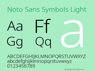 Noto Sans Symbols Light Version 2.000 Font Sample