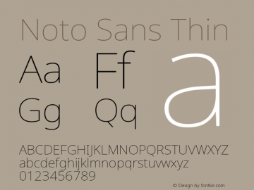 Noto Sans Thin Version 2.001; ttfautohint (v1.8.2) Font Sample