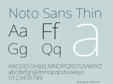 Noto Sans Thin Version 2.001 Font Sample