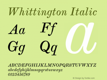 Whittington-Italic Version 1.000 Font Sample