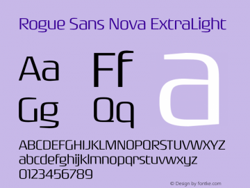 RogueSansNova-ExtraLight Version 4.000;PS 004.000;hotconv 1.0.88;makeotf.lib2.5.64775 Font Sample
