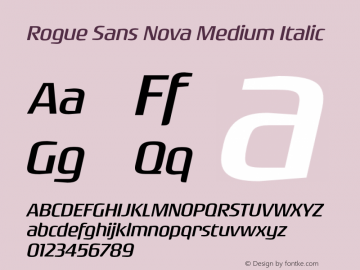 RogueSansNova-MediumItalic Version 4.000;PS 004.000;hotconv 1.0.88;makeotf.lib2.5.64775图片样张