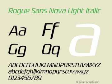 RogueSansNova-LightItalic Version 4.000;PS 004.000;hotconv 1.0.88;makeotf.lib2.5.64775图片样张