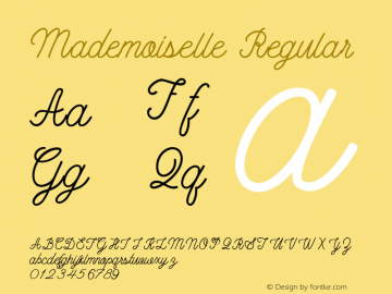 Mademoiselle Regular Version 1.005 Font Sample