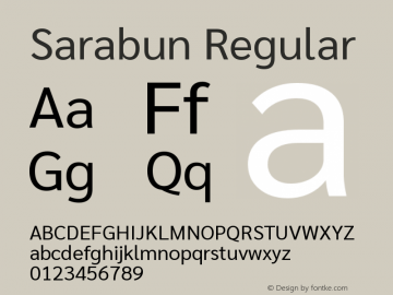 Sarabun Regular Version 1.000; ttfautohint (v1.6) Font Sample