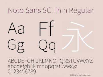 Noto Sans SC Thin Version 1.004;PS 1.004;hotconv 1.0.82;makeotf.lib2.5.63406图片样张