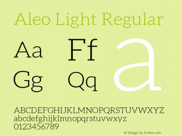 Aleo Light Version 1.302 Font Sample