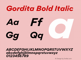 Gordita-BoldItalic Version 1.000;PS 001.000;hotconv 1.0.70;makeotf.lib2.5.58329 Font Sample