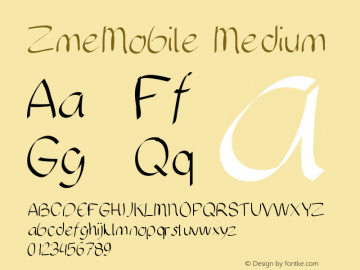 ZmeMobile Medium Version 001.000 Font Sample