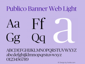 Publico Banner Web Light Regular Version 1.001 2010 Font Sample