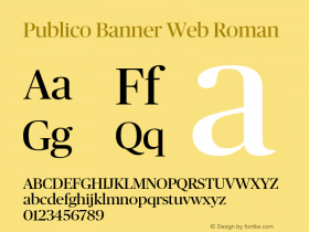 Publico Banner Web Roman Regular Version 1.001 2010 Font Sample