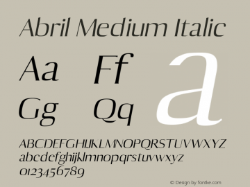 Abril Medium Italic Version 1.0图片样张