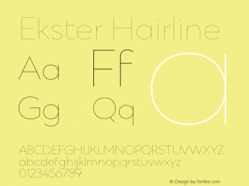Ekster Hairline Version 1.00;August 6, 2018;FontCreator 11.5.0.2427 64-bit图片样张