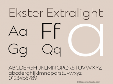 Ekster Extralight Version 1.00;August 6, 2018;FontCreator 11.5.0.2427 64-bit图片样张