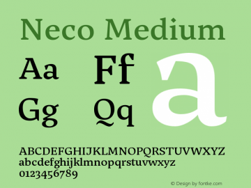 Neco Medium Version 1.00;August 6, 2018;FontCreator 11.5.0.2427 64-bit Font Sample