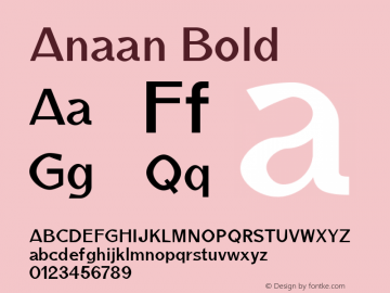 Anaan Bold Version 1.0 Font Sample