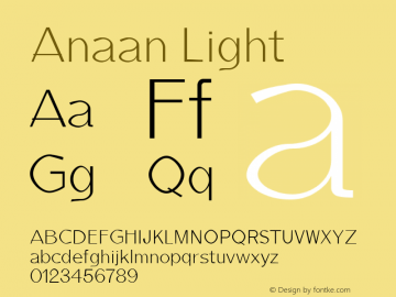 Anaan Light Version 1.0 Font Sample