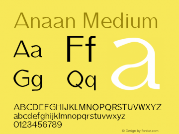 Anaan Medium Version 1.0 Font Sample