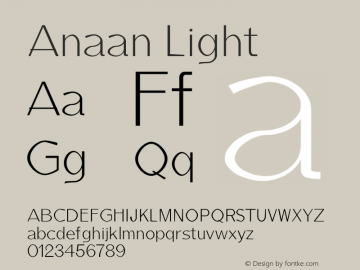 Anaan Light Version 1.0 Font Sample