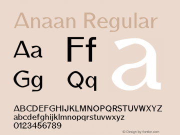 Anaan Regular Version 1.0 Font Sample