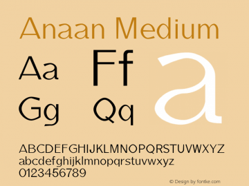 Anaan Medium Version 1.0 Font Sample