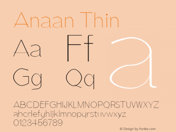 Anaan Thin Version 1.0 Font Sample