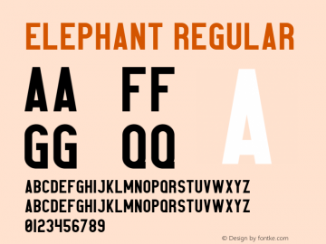 Elephant Regular Version 1.002;Fontself Maker 2.1.2;YWFTv17 Font Sample