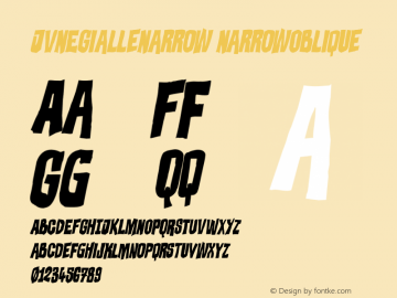 JVNEGialleNarrow-NarrowOblique 1.000 Font Sample