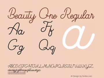 Beauty One Version 1.004;Fontself Maker 3.0.2 Font Sample