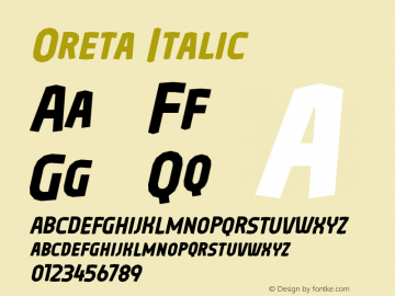 Oreta Italic Version 1.00;January 2, 2019图片样张