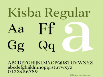 Kisba-Regular Version 1.000;PS 001.000;hotconv 1.0.88;makeotf.lib2.5.64775;YWFTv17 Font Sample