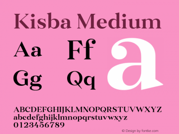 Kisba Medium Version 1.000;PS 001.000;hotconv 1.0.88;makeotf.lib2.5.64775;YWFTv17 Font Sample